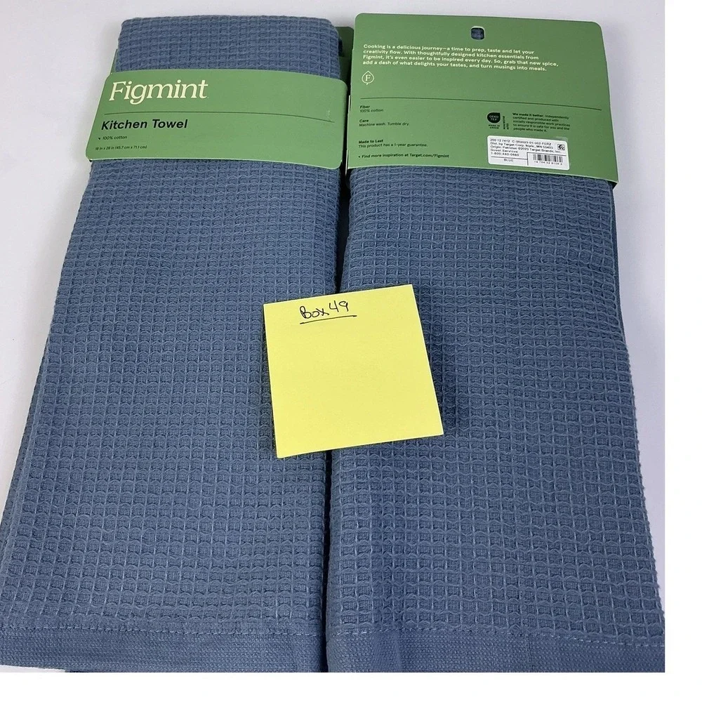 Figmint Kitchen Towels Waffle Weave Blue Set of 2 18x28 100%‎ Cotton